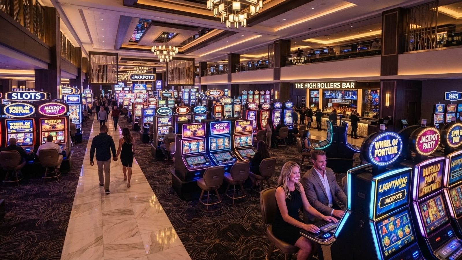 Intérieur moderne de casino avec machines à sous